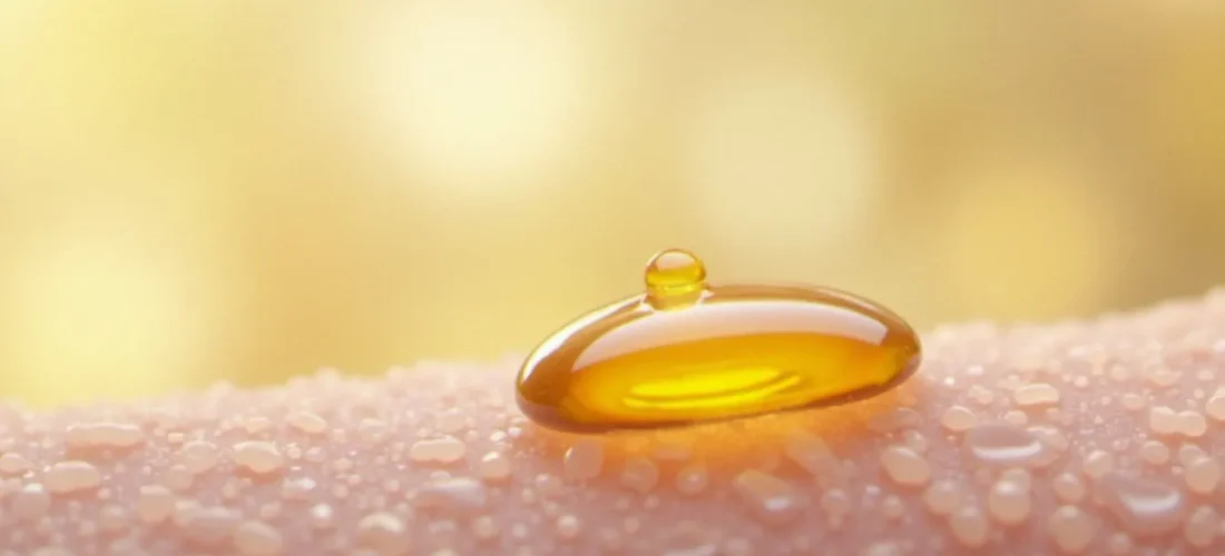 Représentation macroscopique de la pénétration d'un extrait de CBD à travers les couches du derme humain