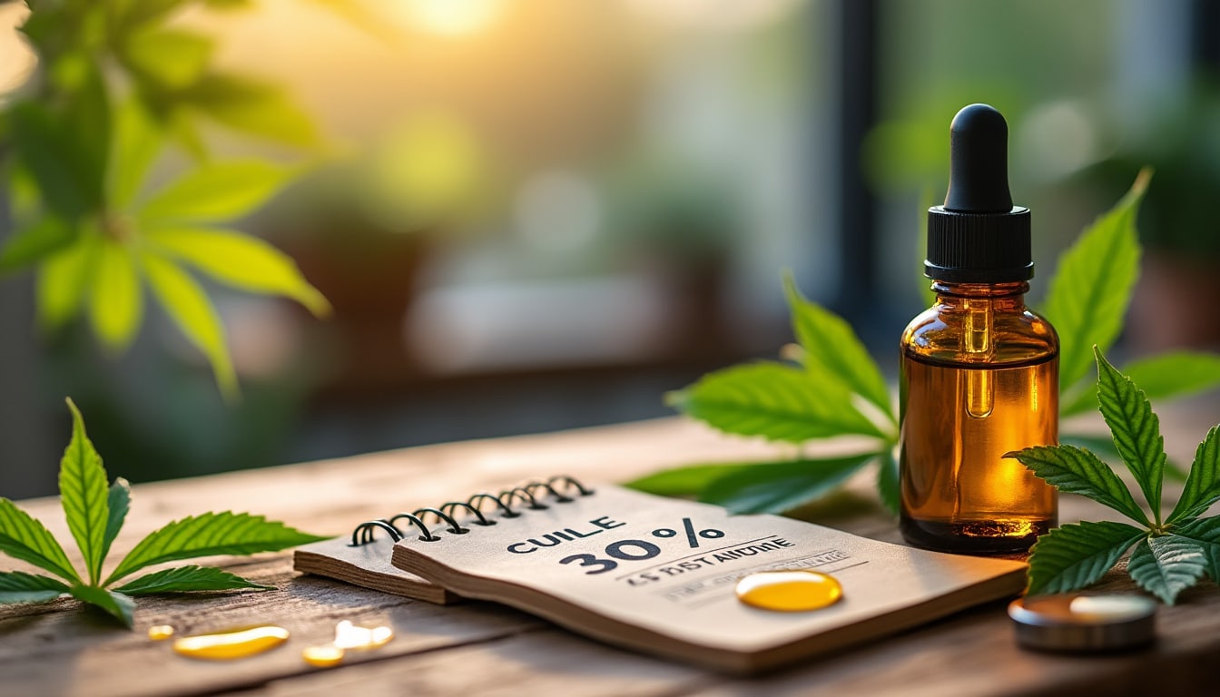 Illustration: Définition et caractéristiques de l’huile de CBD à 30 % : comprendre la concentration et le mode d’extraction