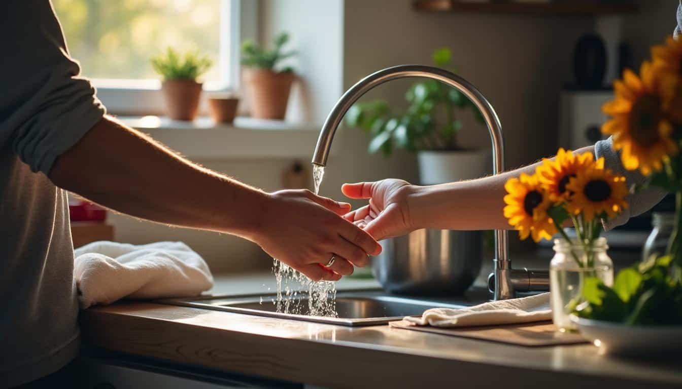 Illustration: Les premiers gestes essentiels avant l’application topique d’une brûlure légère en cuisine