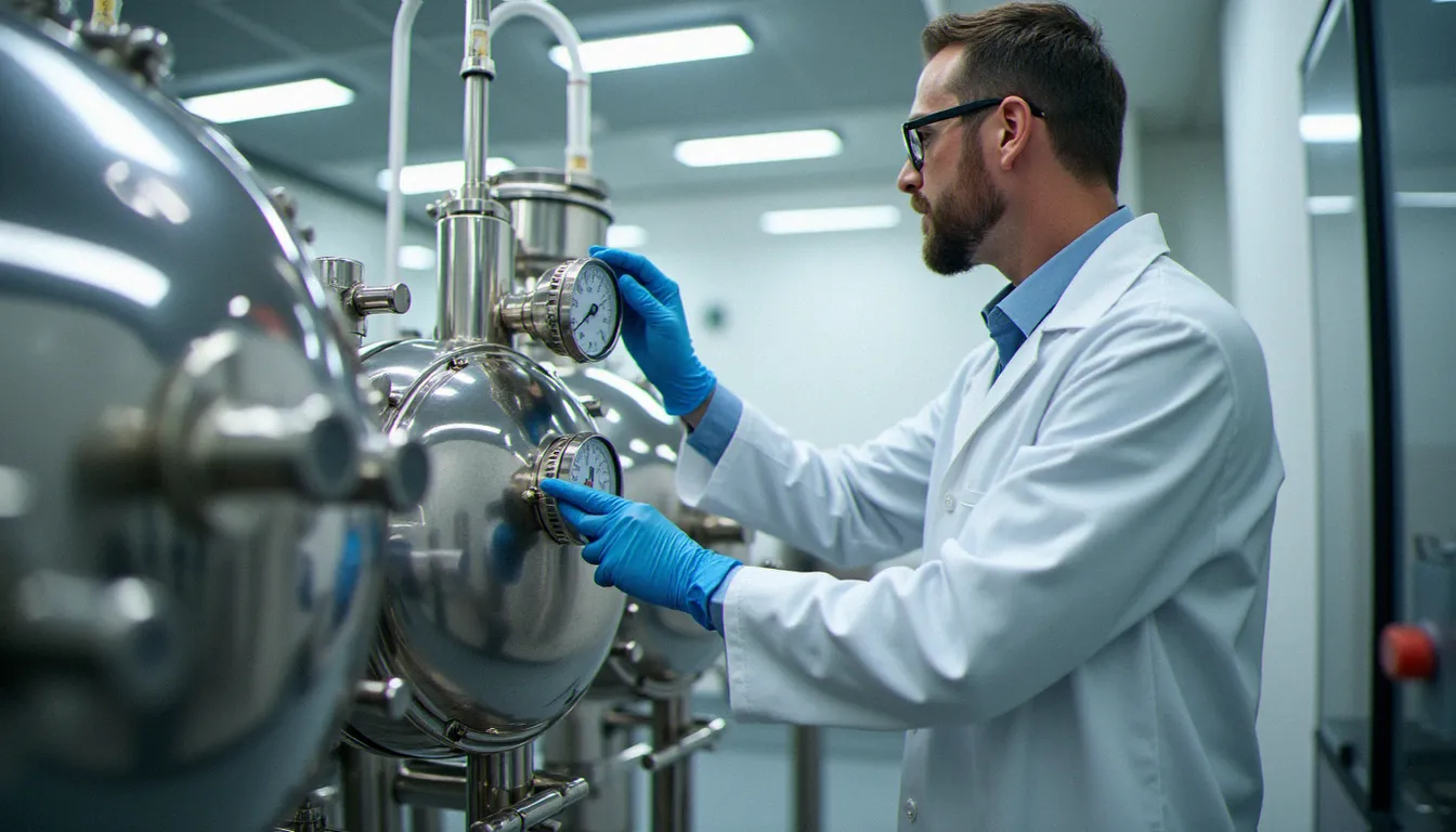 Équipement d'extraction au CO₂ supercritique dans un laboratoire spécialisé dans la production d'ivory CBD haute pureté