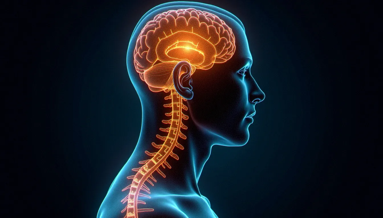 Représentation visuelle du système endocannabinoïde humain avec réseau neuronal lumineux, illustrant le mécanisme d'action de l'huile de CBD dans l'organisme