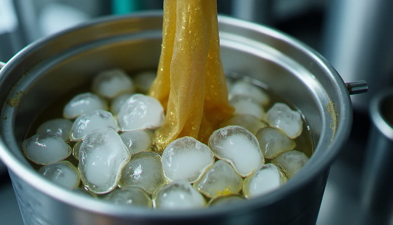 Extraction de trichomes de chanvre par la méthode ice water avec sacs filtrants et eau glacée lors de la fabrication de résine CBD