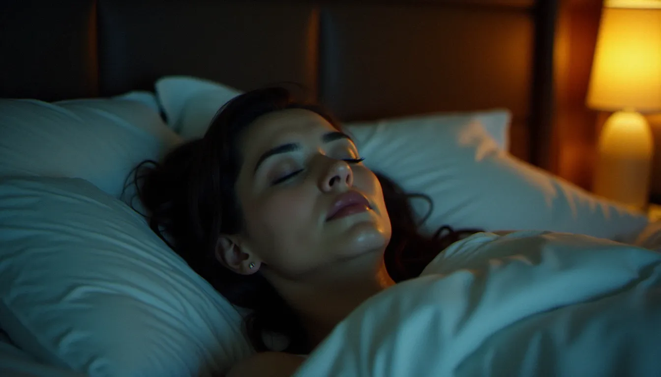 Personne endormie paisiblement dans un lit douillet, illustrant l'effet potentiel du CBD sur la qualité du sommeil